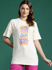 DressBerry Women Printed Drop-Shoulder Sleeves Pure Cotton T-shirt