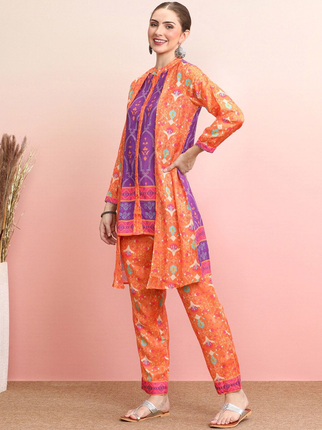 Indo Era Printed Top With Trousers Co-Ords