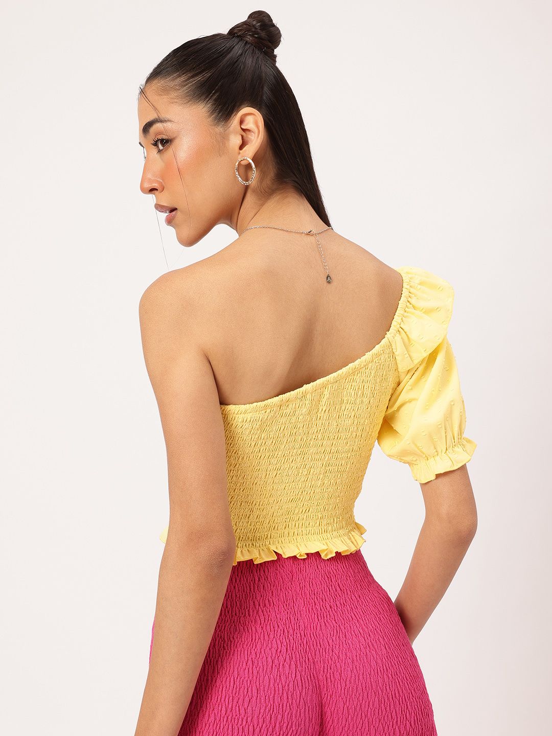 DressBerry Smocked Serenity One-Shoulder Glam Top