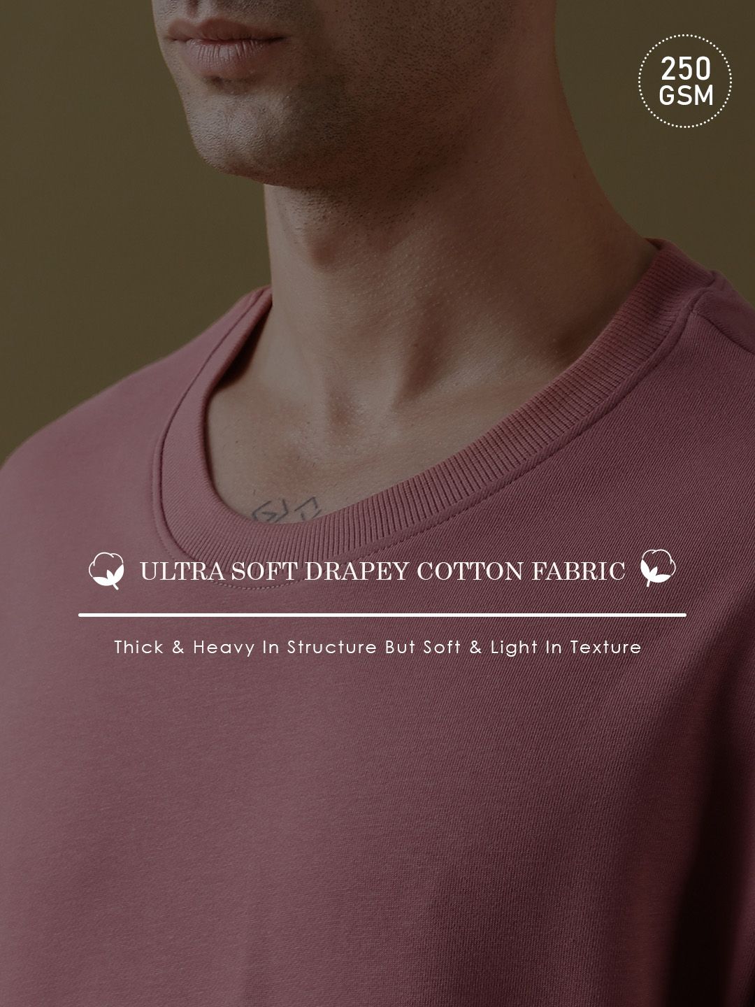 DILLINGER Men Solid Ultra Soft Drapey Cotton Oversized Drop Shoulder T-Shirt