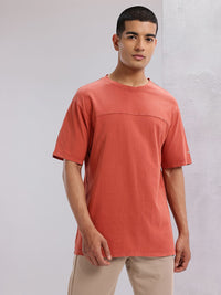 HRX by Hrithik Roshan Drop-Shoulder Sleeves Panelled Pure Cotton Lifestyle T-shirt