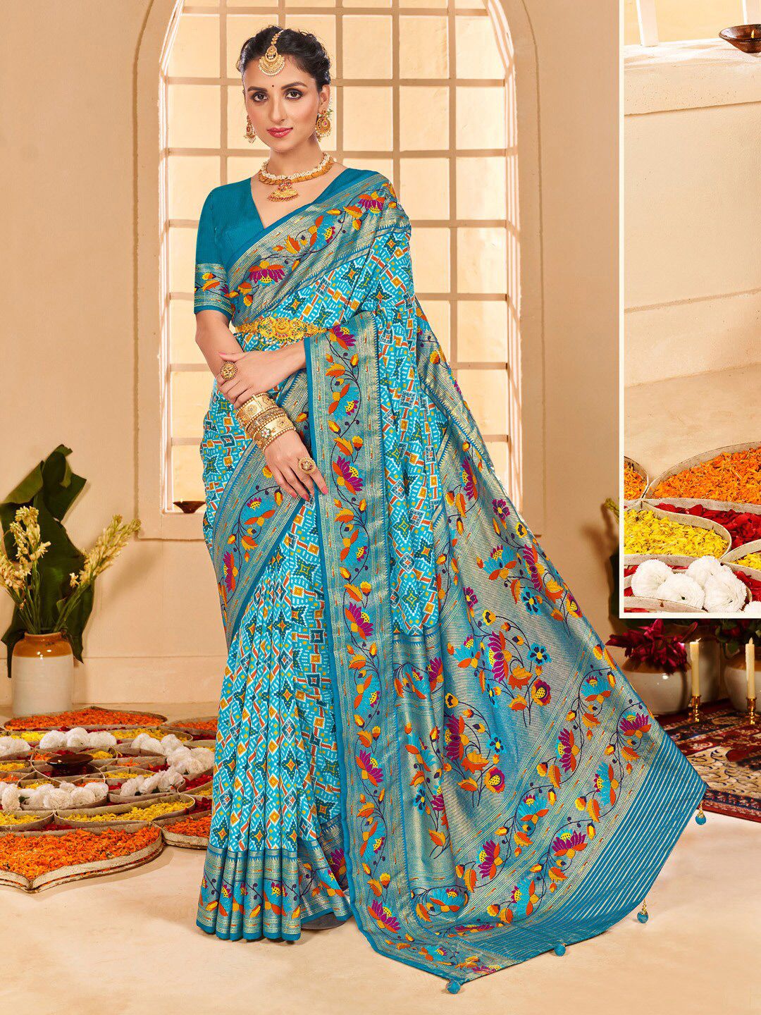 Saree mall Ethnic Motifs Zari Tussar Sarees