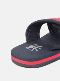 YK Kids Red & Navy Blue Self-Design Velcro Sliders