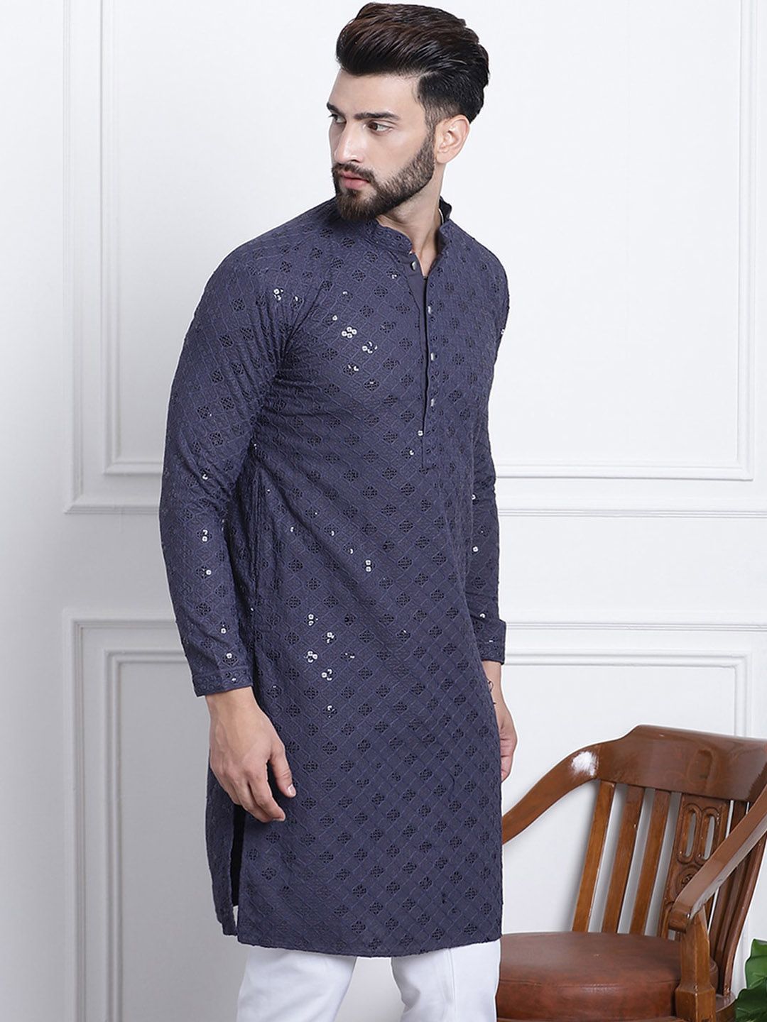 SOJANYA Sequin Embellished Pure Cotton Kurta
