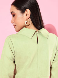 Athena Green Solid Above Knee Sheath Dress