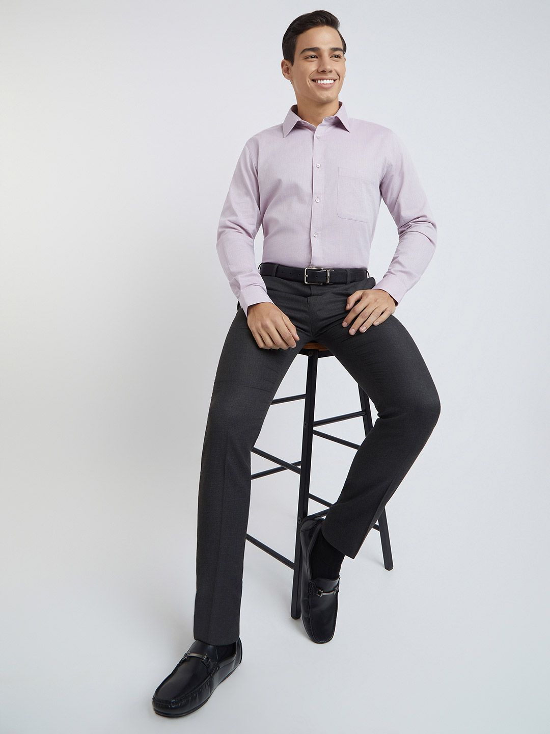 Raymond Self Design Slim Fit Pure Cotton Formal Shirt