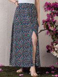 Berrylush Purple Floral Printed High-Rise Maxi A-Line Skirt