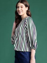 DressBerry Striped Puff Sleeve Top