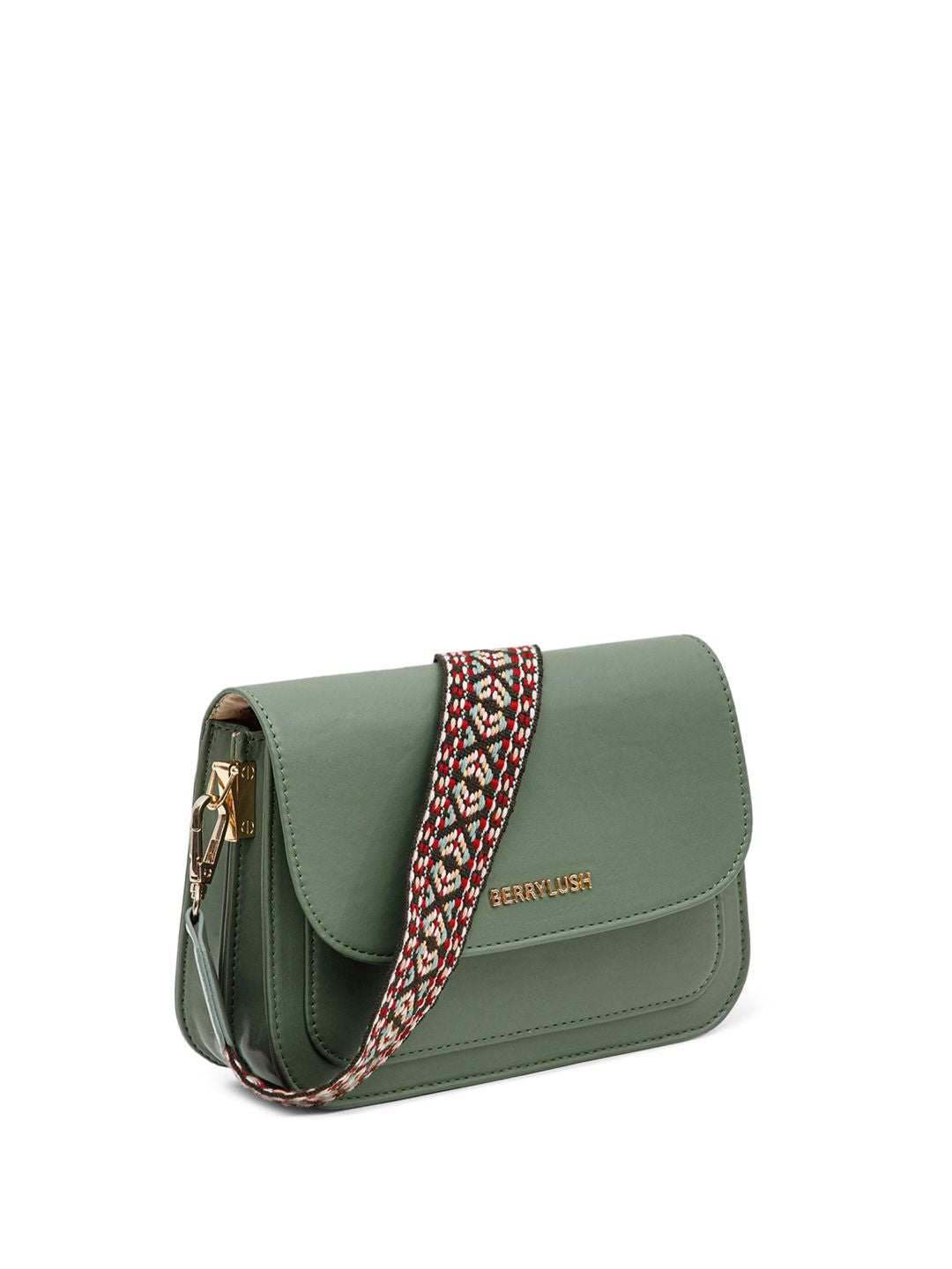 Berrylush Green Structured Sling Bag