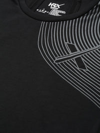 HRX By Hrithik Roshan Women Jet Black Printed Rapid-Dry Antimicrobial Running Tshirt