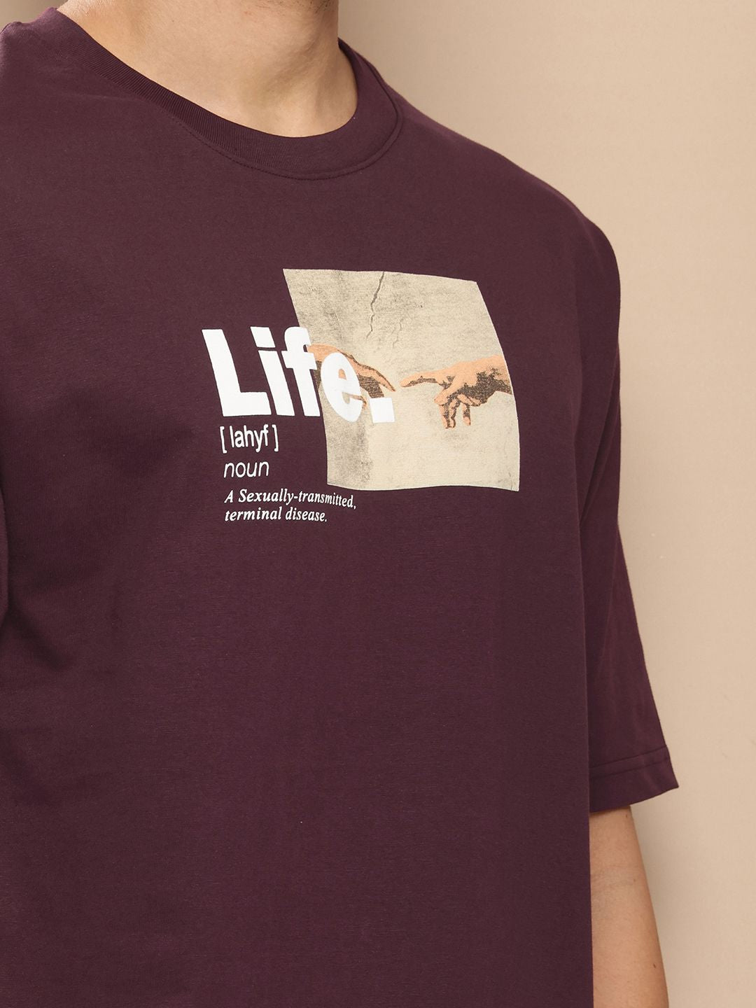 Difference of Opinion Men Printed Pure Cotton Oversized T-shirt