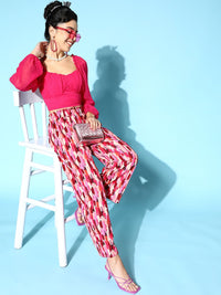 Berrylush Pretty Pink Self-Design Once Upon a Sleeve Top