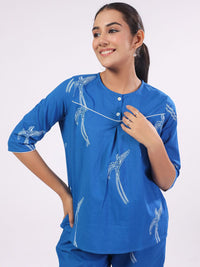 SANSKRUTIHOMES Women Printed Pure Cotton Night suit