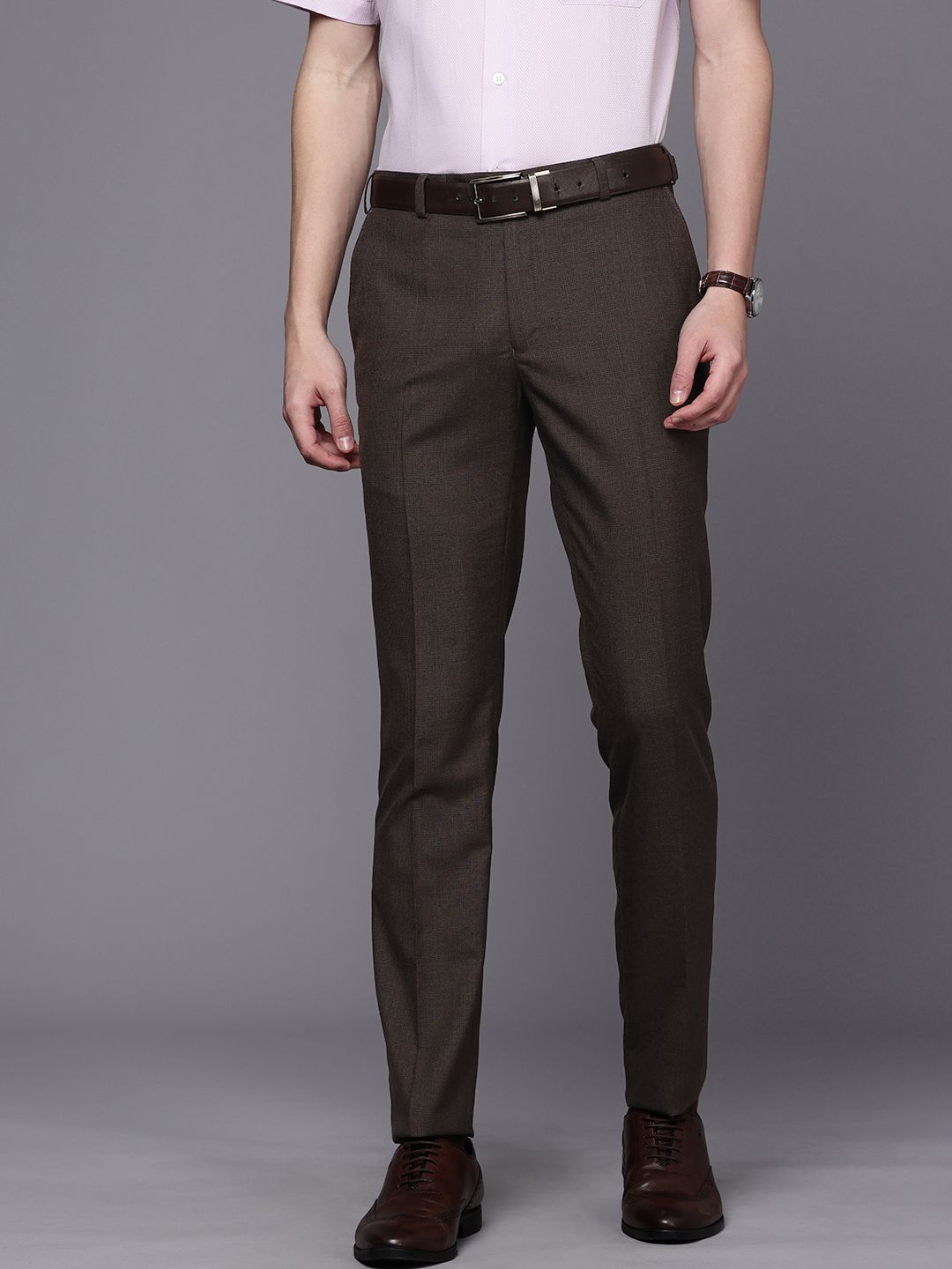 Raymond Men Checked Slim Fit Formal Trousers