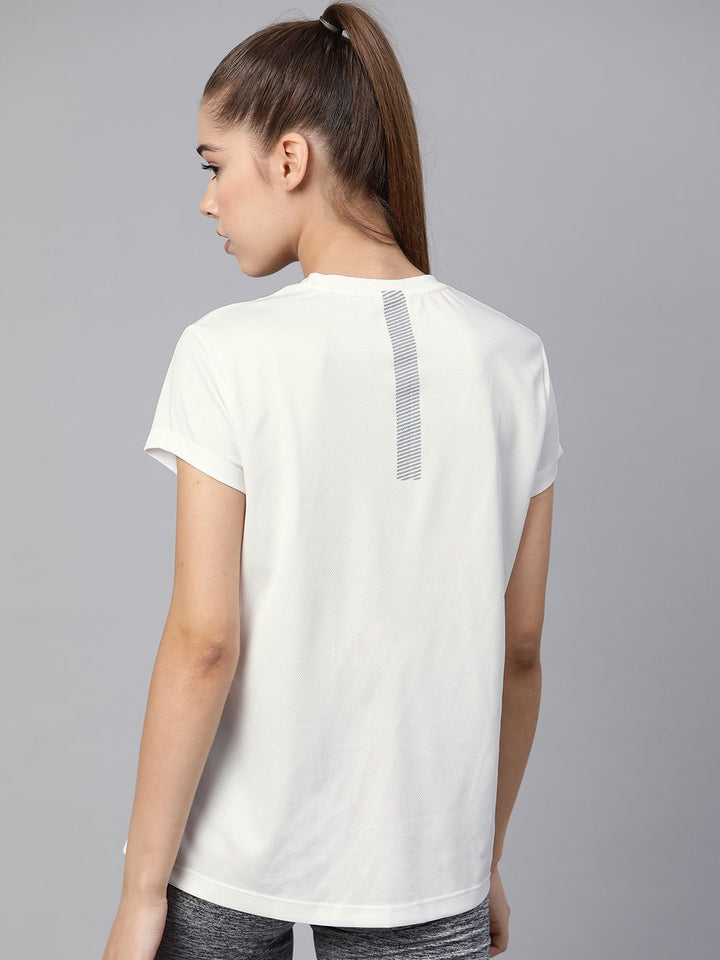 HRX by Hrithik Roshan White Printed Rapid Dry N9 Antimicrobial Technology Training T-shirt