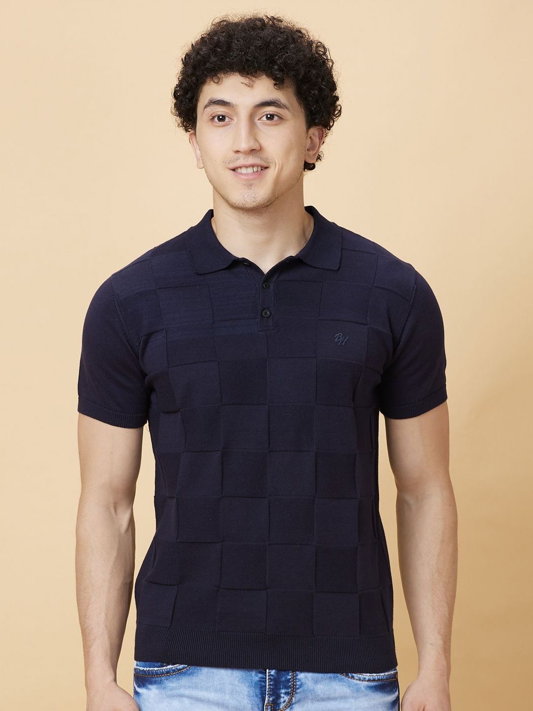 Being Human Men Checked Polo Collar Pockets T-shirt