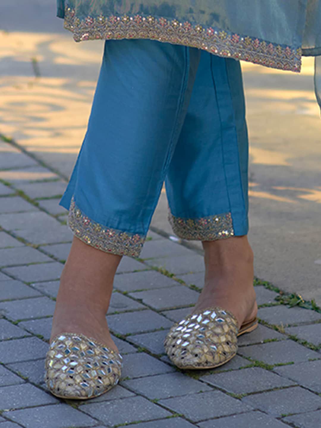 Indo Era Ethnic Motifs Embroidered Sequinned Straight Kurta With Trousers &  Dupatta