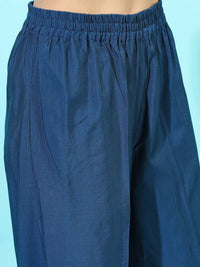 Vishudh Women Teal Ethnic Motifs Printed Kurta with Palazzos & With Dupatta