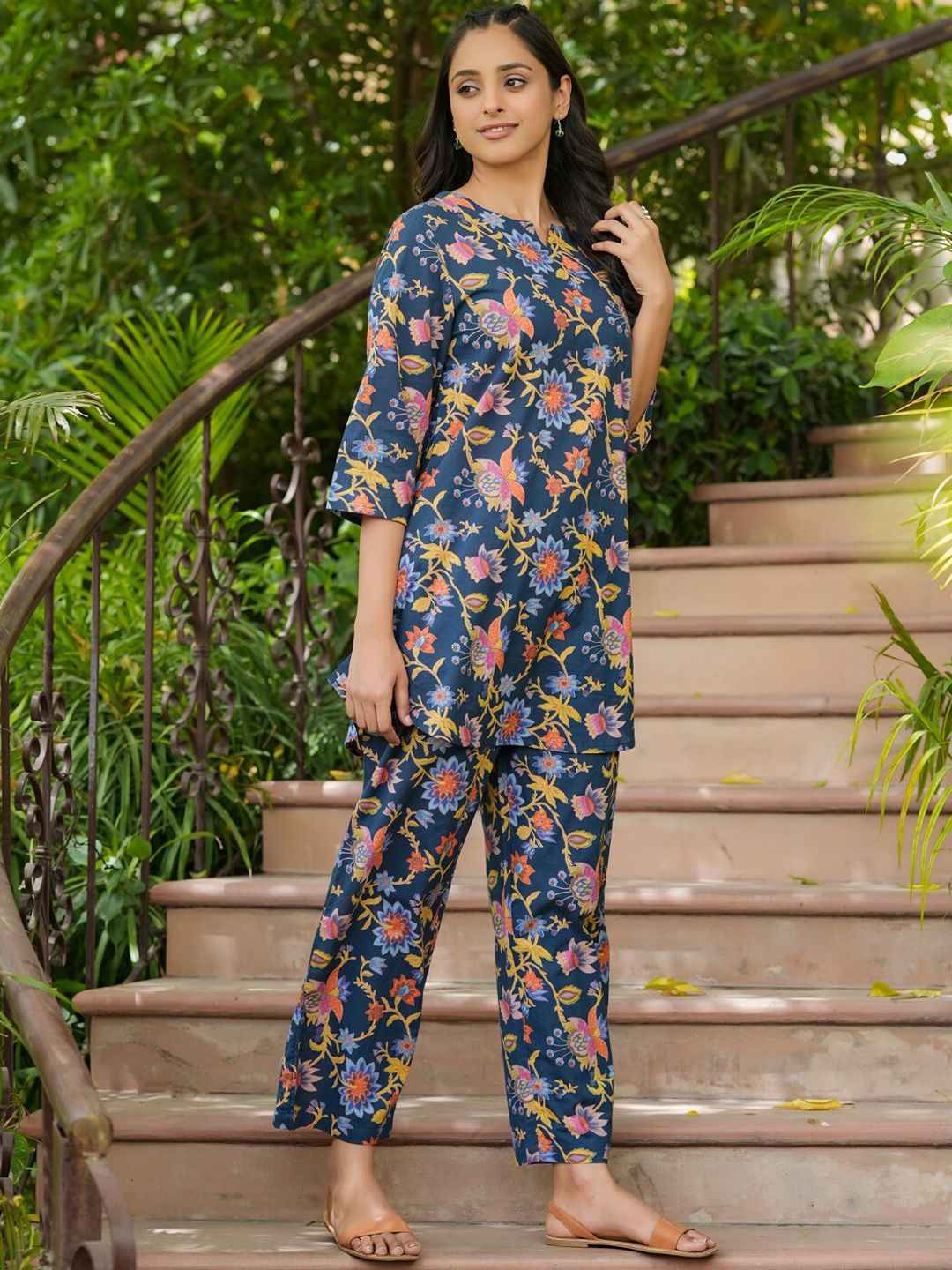 SANSKRUTIHOMES Printed Pure Cotton Night Suit