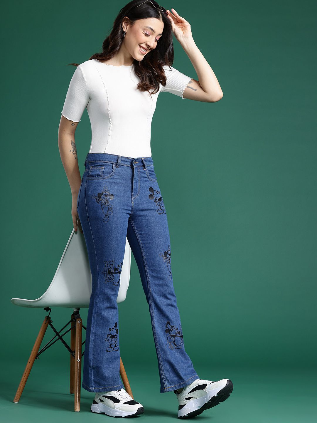 DressBerry Women Bootcut Printed Jeans