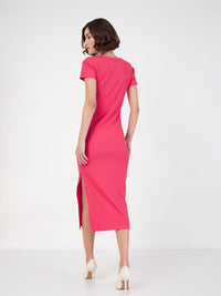 SASSAFRAS Square Neck Knitted Sheath Midi Dress