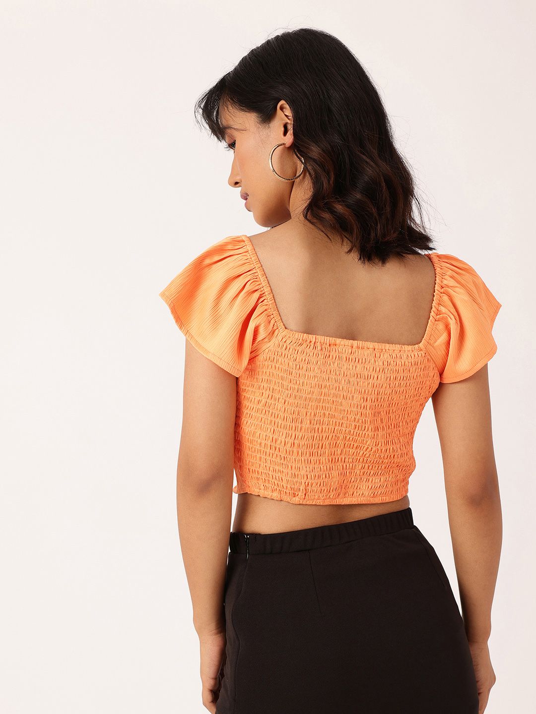 DressBerry Flirty Flutters Keyhole Cinch Crop Top