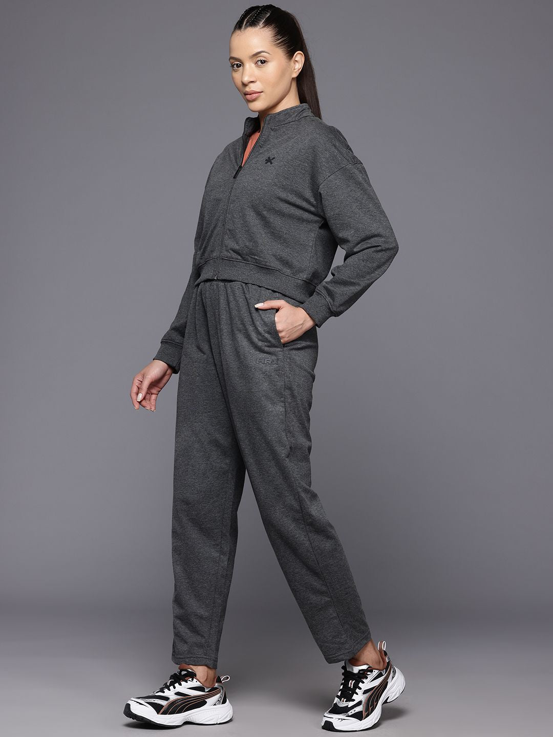 HRX by Hrithik Roshan Brand Logo Detail Lifestyle Zip-Up Tracksuit