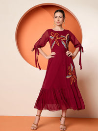 Antheaa Women Embroidered A-Line Maxi Dress