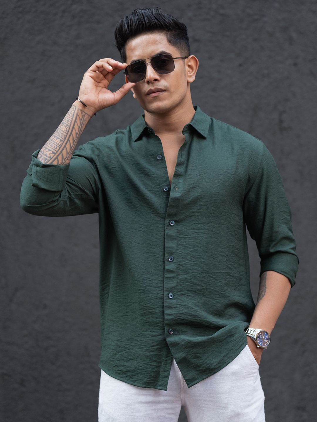 Powerlook Men Faded Opaque Casual Shirt