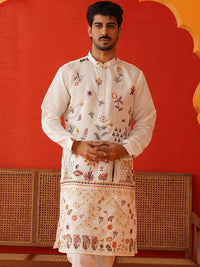 Jompers Men Floral Embroidered Chikankari Floral Kurta