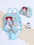 YK Girls Printed Swimwear Bodysuit
