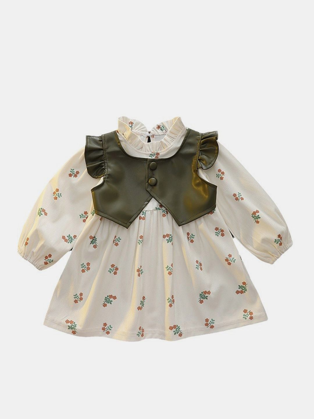 YK Girls Floral Printed Fit & Flare Dress