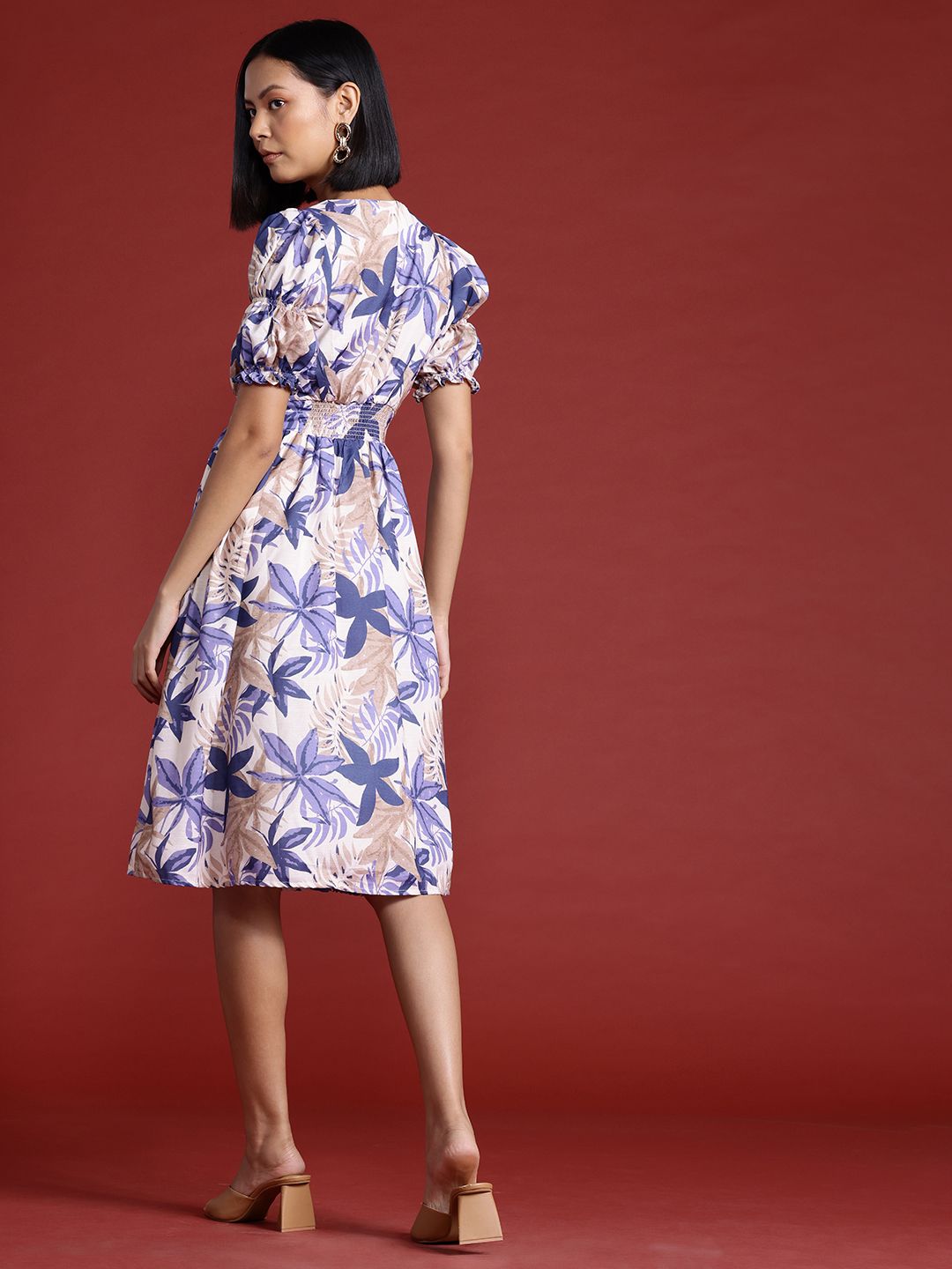 all about you Floral Print Puff Sleeve Fit & Flare Dress