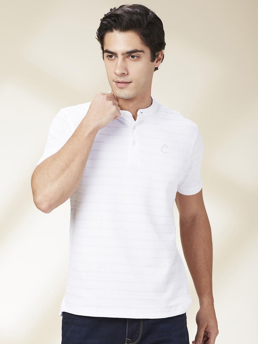 Being Human Men Self Design Henley Neck Cotton T-shirt