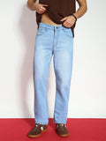 Urbano Fashion Men Ice Blue Straight Fit Heavy Washed Stretchable Jeans