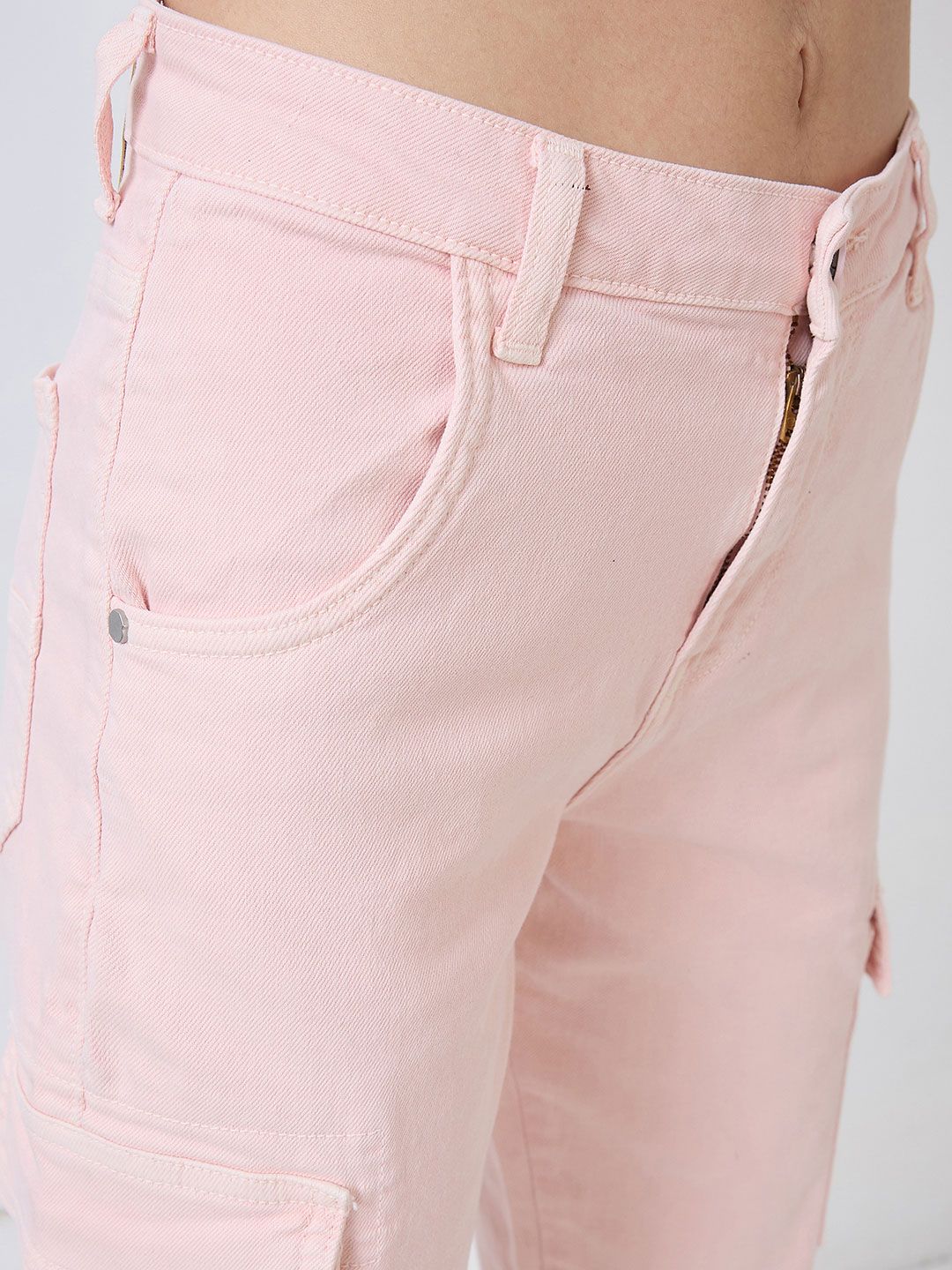 SPYKAR Women Mom Fit Mid-Rise Cotton Cargo Styles Jeans