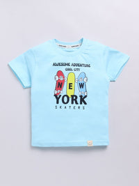Happy Faces Boys Pure Cotton Typography & Graphic Printed T-shirt