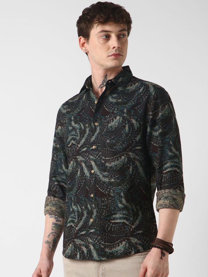 VASTRADO Men Classic Slim Fit Floral Opaque Printed Casual Shirt