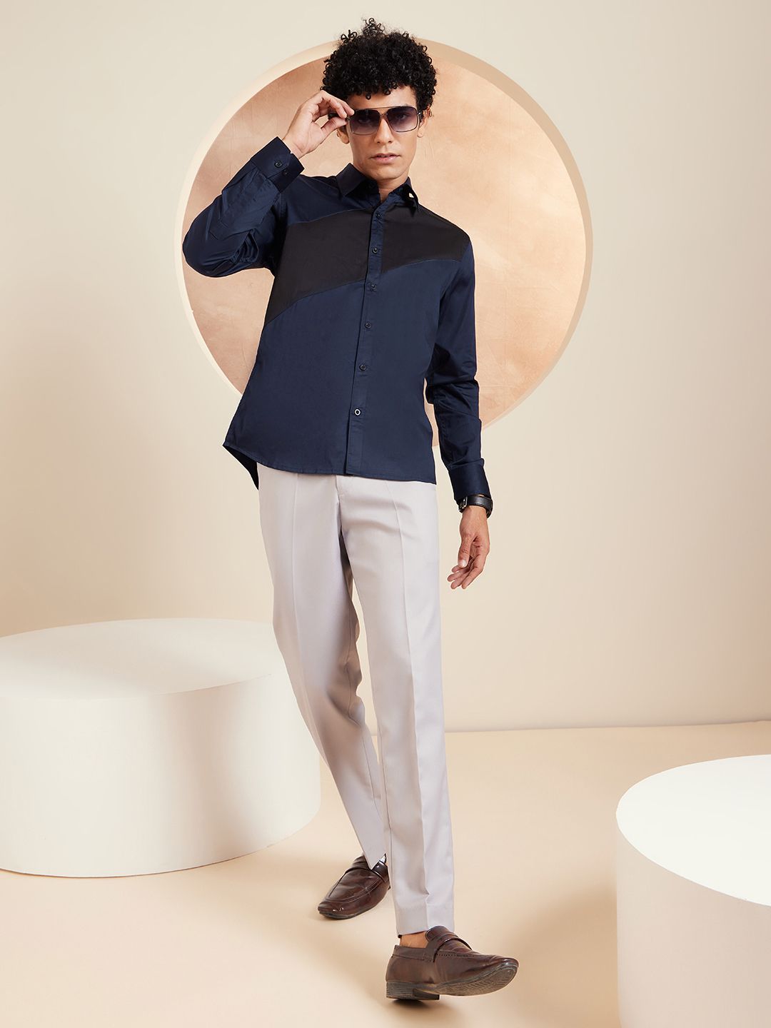 DENNISON Smart Colorblocked Cotton Casual Shirt