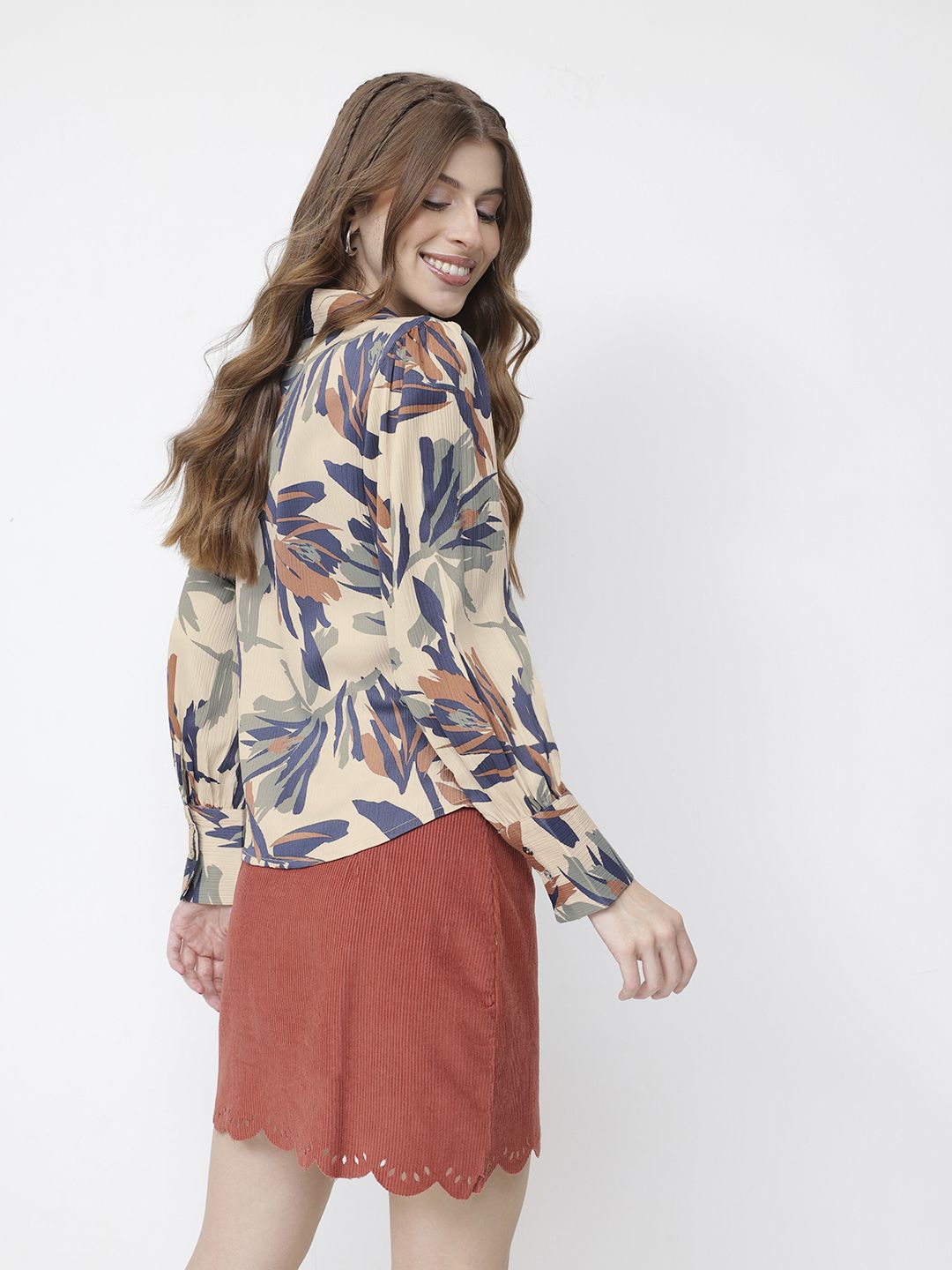 DressBerry Beach to Brunch Abstract Floral Shirt