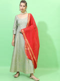 Vishudh Women Green Ethnic Maxi Dress