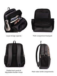 ZOUK Women Floral Printed Vegan Leather Backpack With Compression Straps-Up to 16 inch