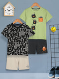 HELLCAT Boys Pack Of 2 Printed T-shirt with Shorts