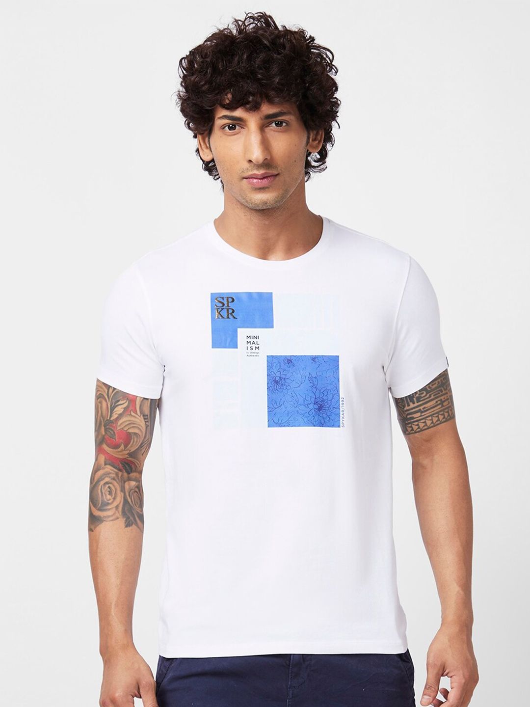 SPYKAR Graphic Printed Slim Fit Cotton Casual T-Shirt