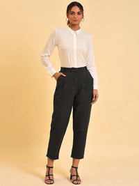 W White Spread Collar Long Sleeve Casual Shirt