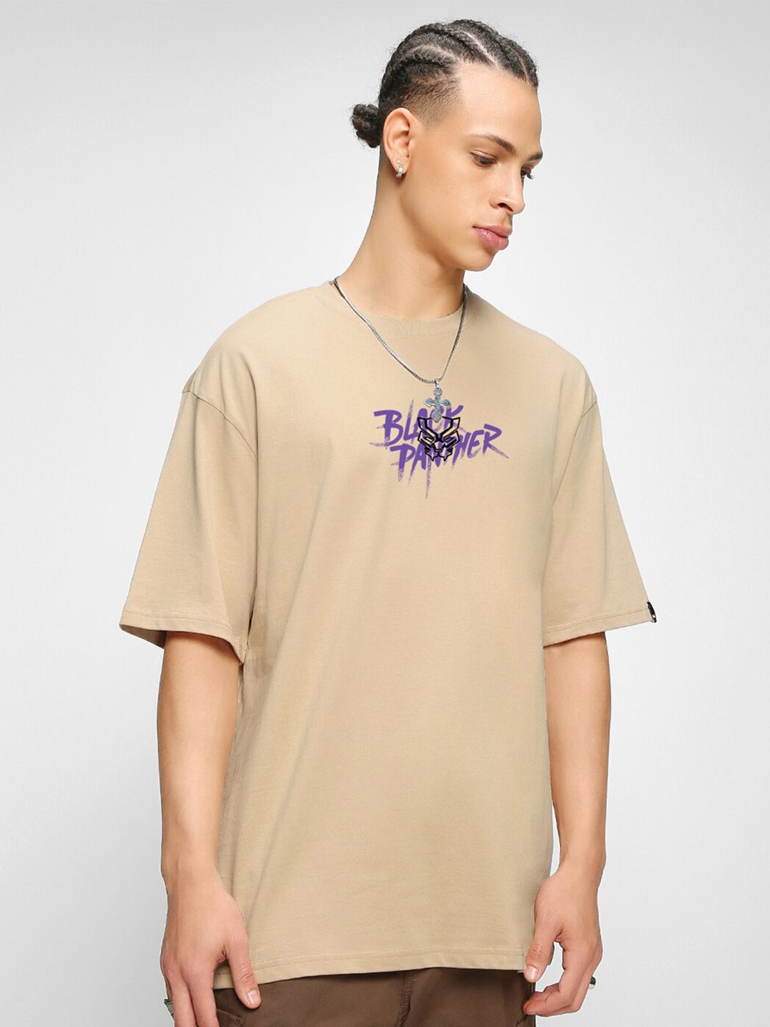 Bewakoof Warrior King Printed Drop-Shoulder Sleeves Oversized Cotton T-shirt