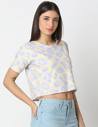 SPYKAR Women Abstract Printed Round Neck Cotton T-shirt