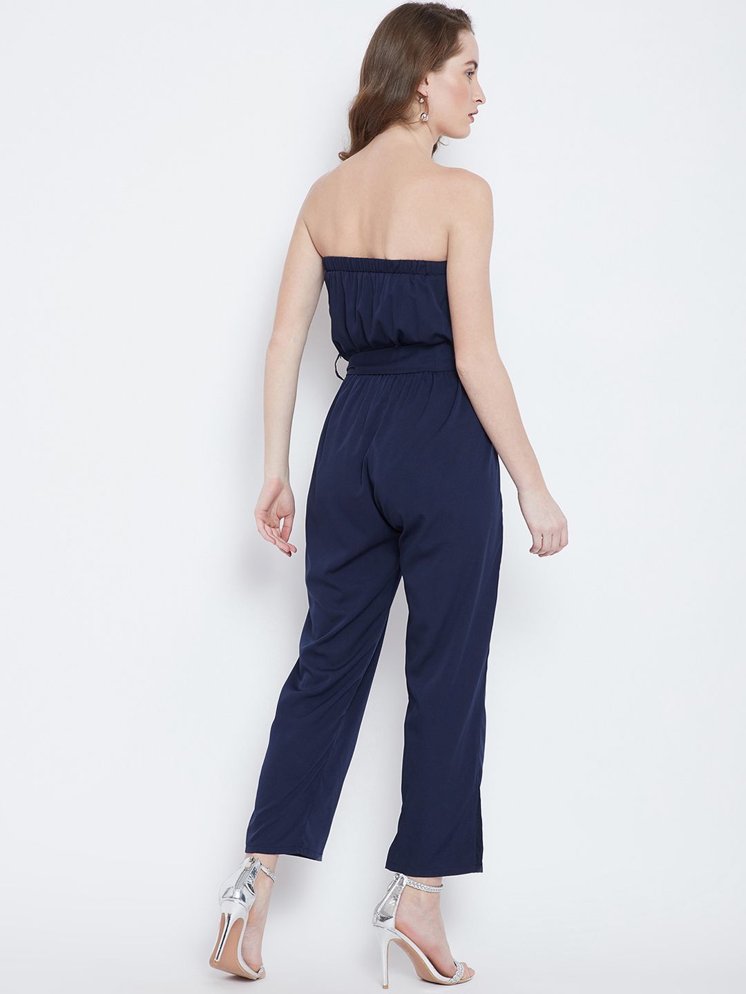 Berrylush Navy Blue Solid Basic Jumpsuit