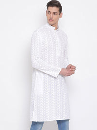 VASTRAMAY Men Chikankari Embroidered Pure Cotton Kurta
