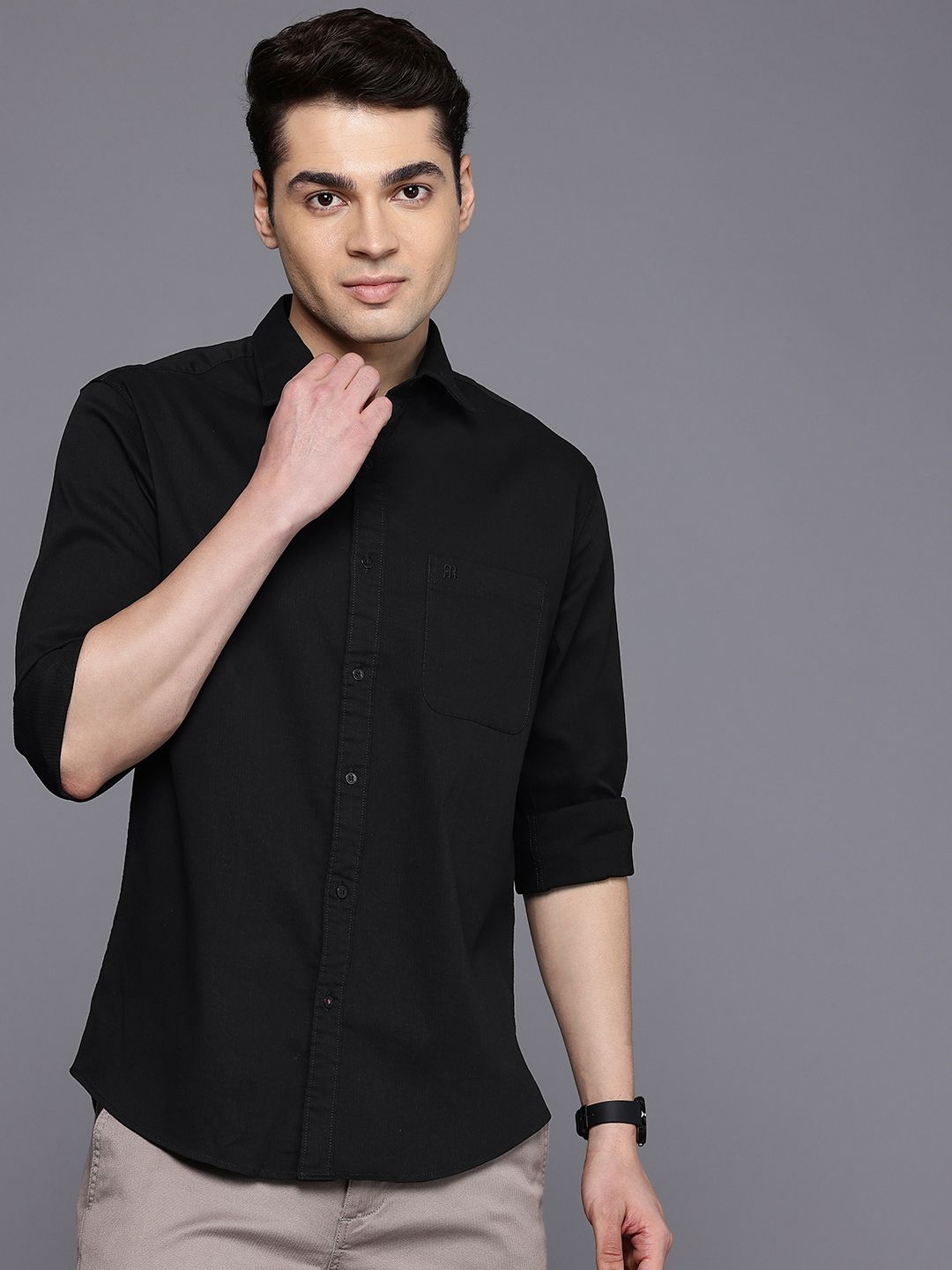 Raymond Self-Striped Slim Fit Casual Shirt